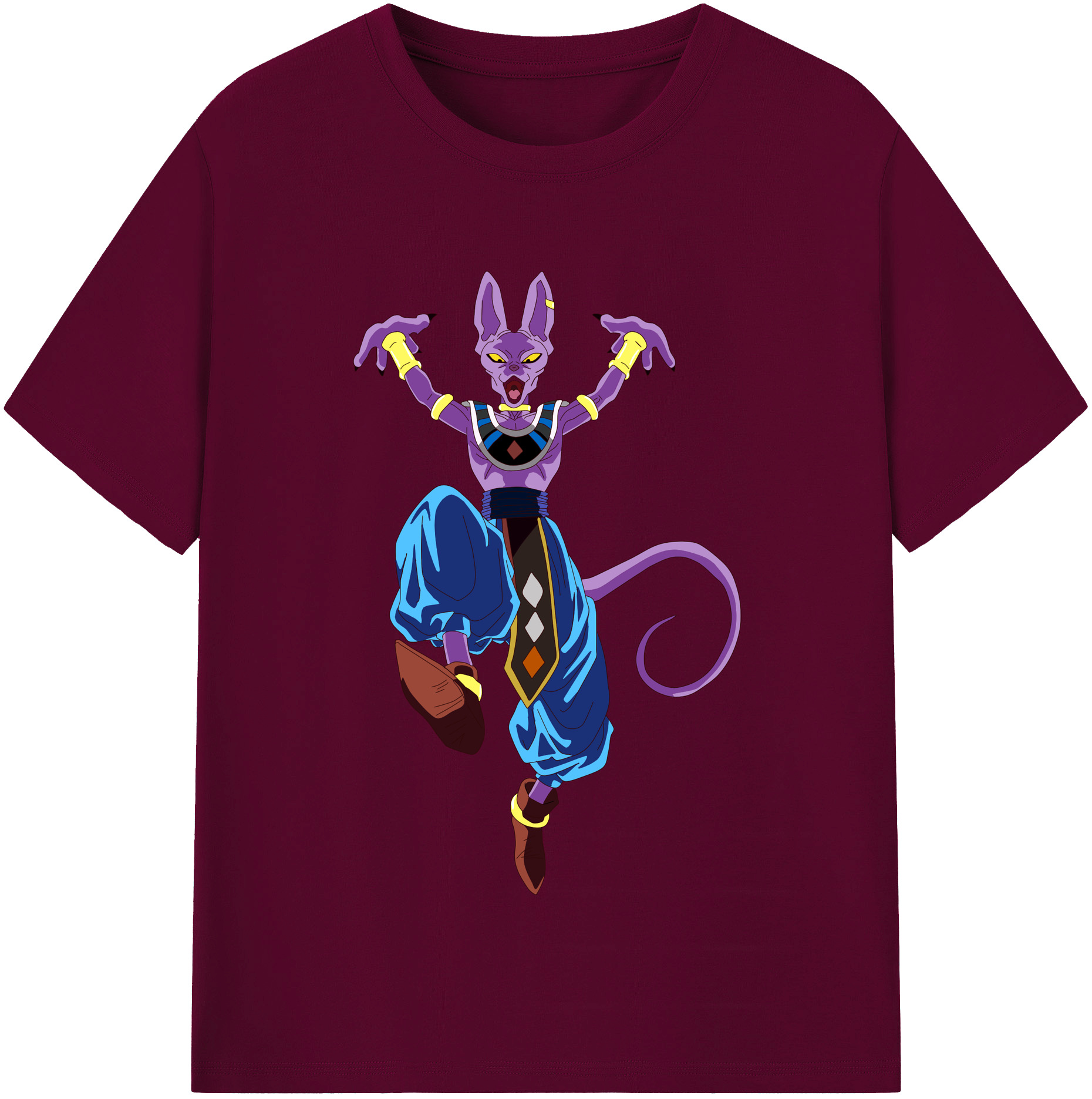 （画像用） ドラゴンボール ビルス 破壊神ビルス DRAGON BALL Beerus Birusu レディースカジュアルプリントTシャツ（綿100％）